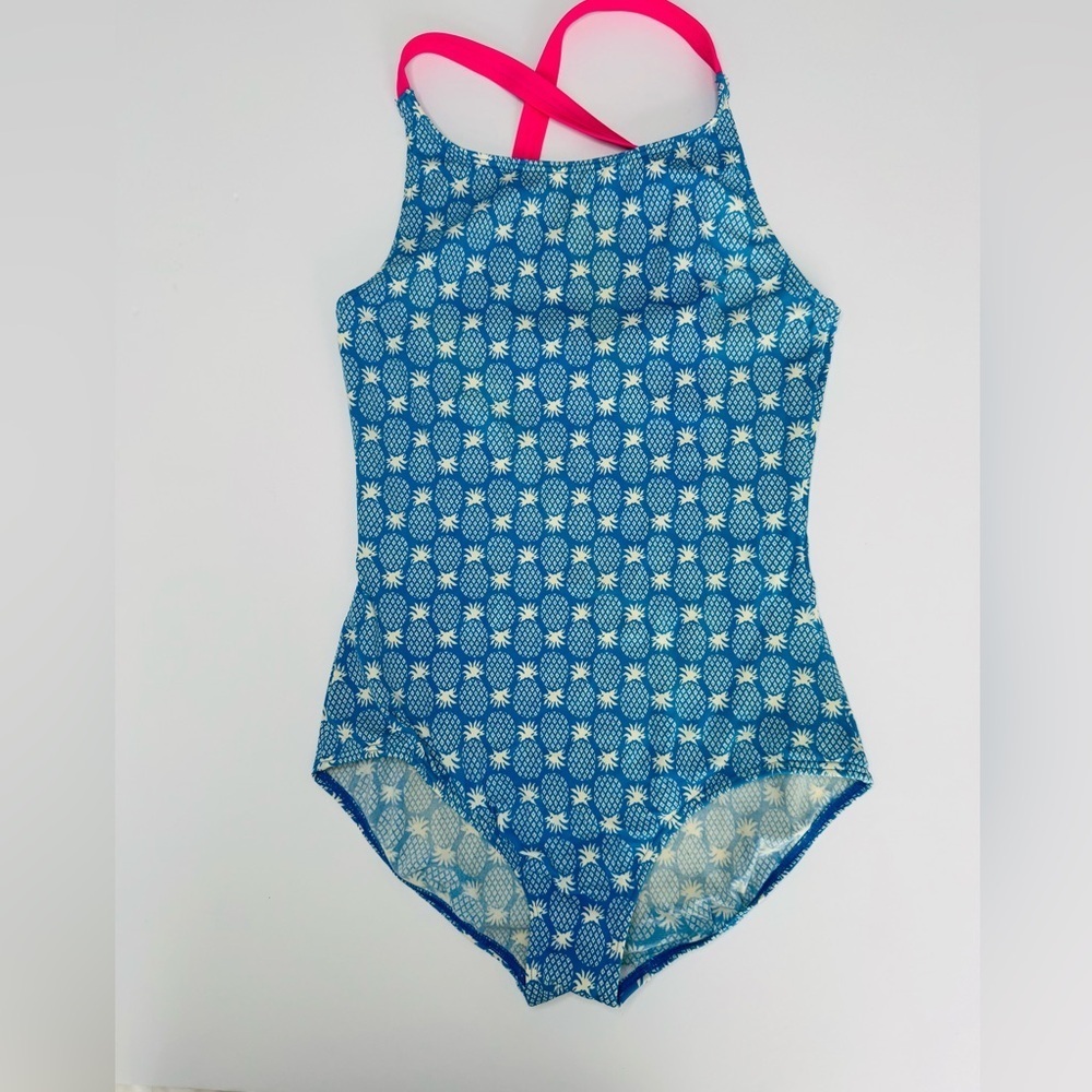 Boden Blue Pineapple One Piece Swim Suit Size 11-12Y